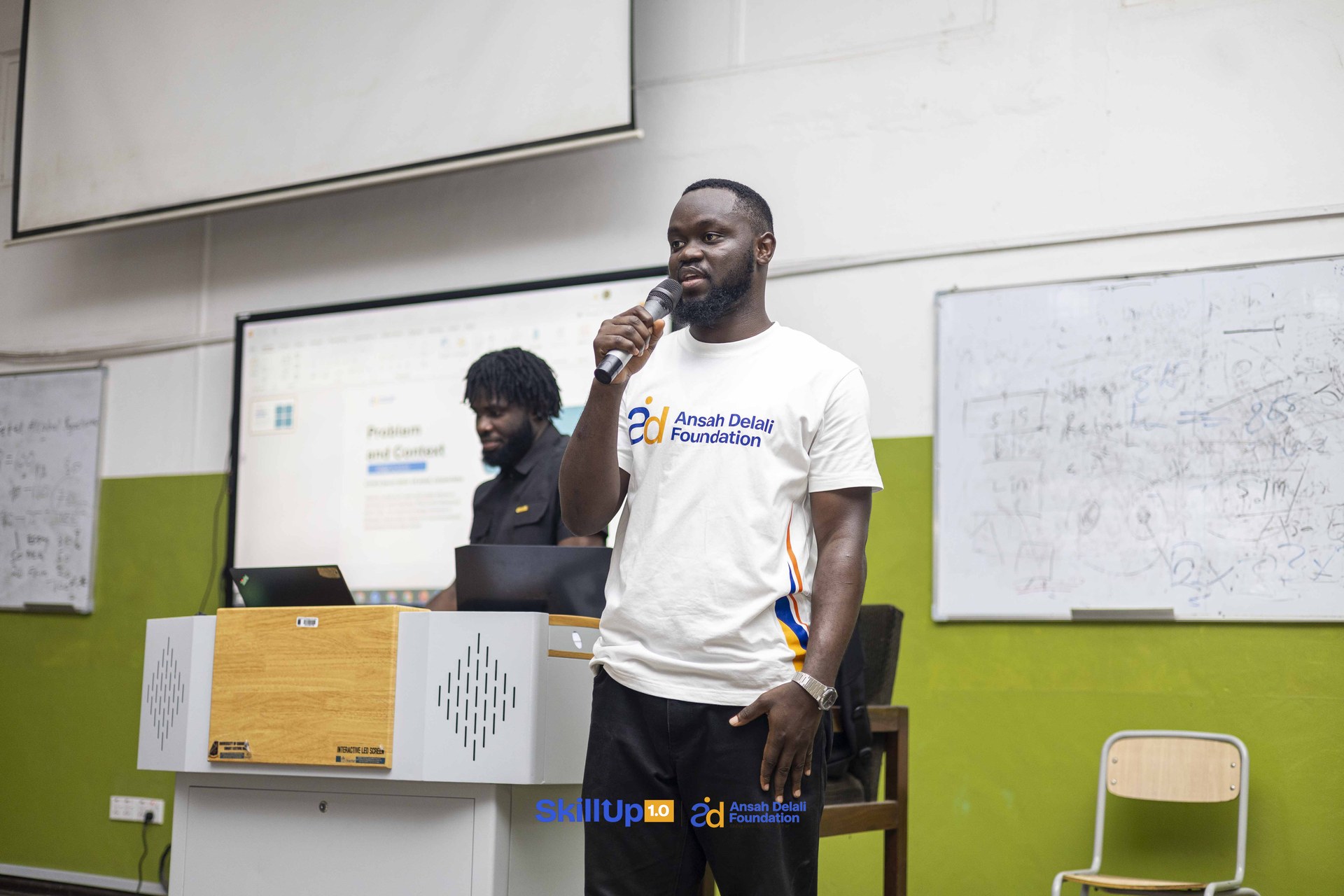 Founder Gabriel Ansah Delali addressing youth from the podium