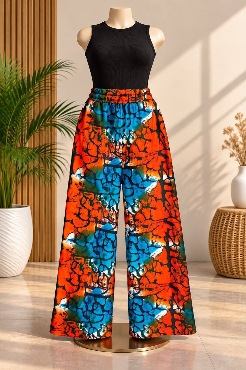 Sunset Azure Crackled Batik Palazzo
