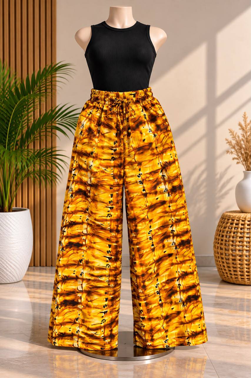 Golden Honey Smoke Cloud Batik Palazzo