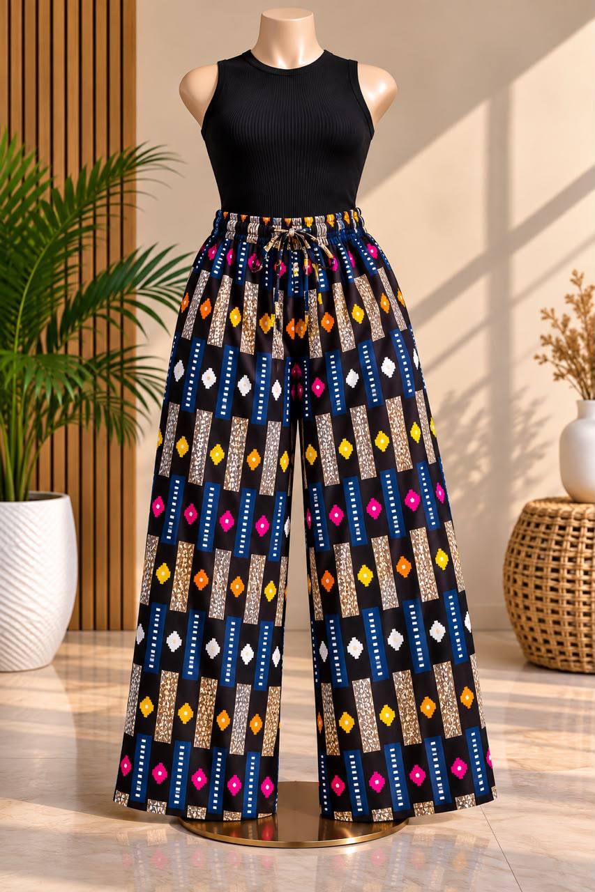 Midnight Pillar Geometric Palazzo