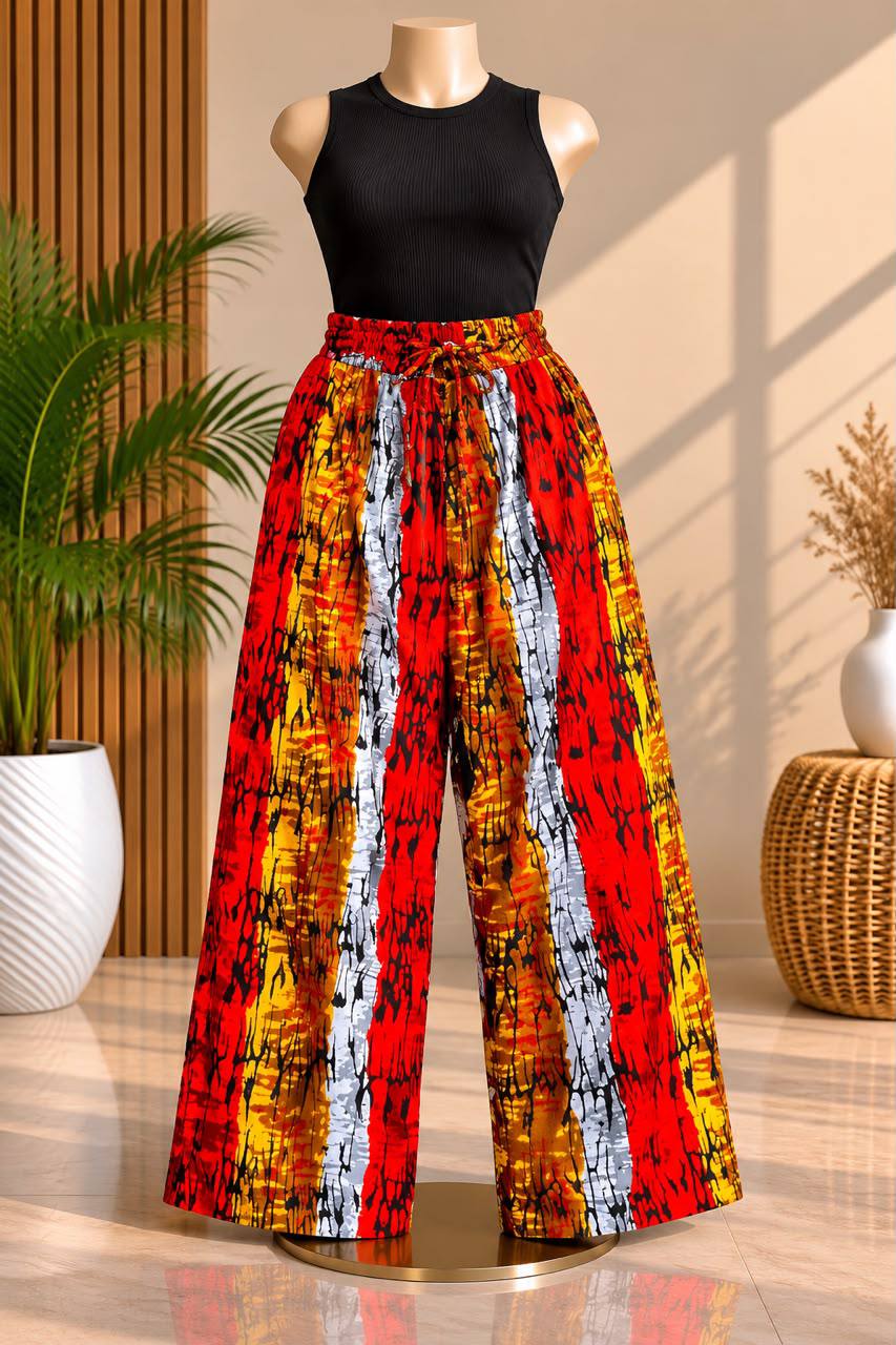 Fiery Crimson & Amber Bark Palazzo