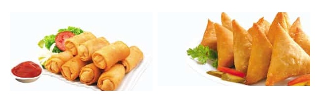 Golden Crispy Spring Rolls and Samosas Platter